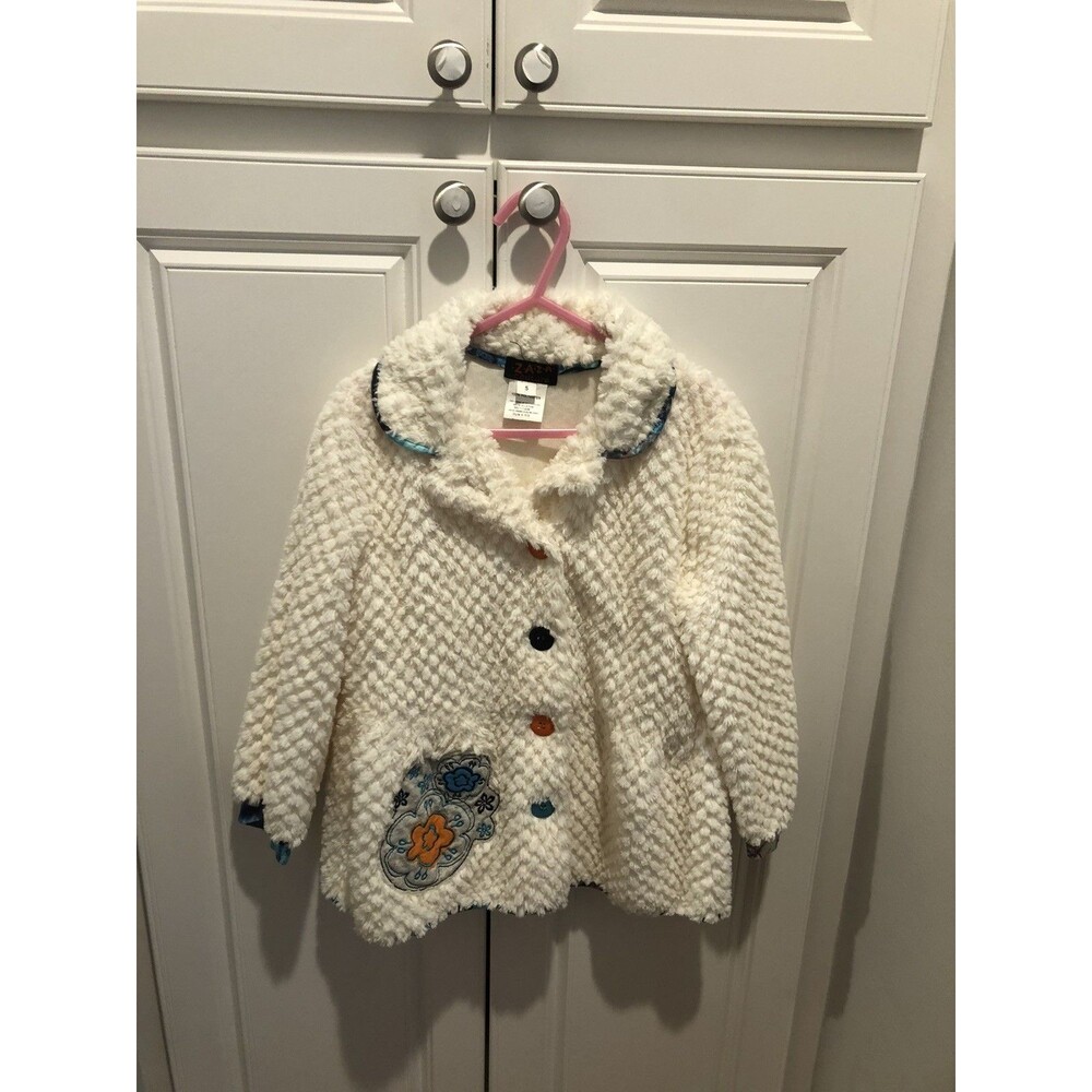 “Zaza Couture” Boutique Girls Sz 5  Crème Appliqué Jacket